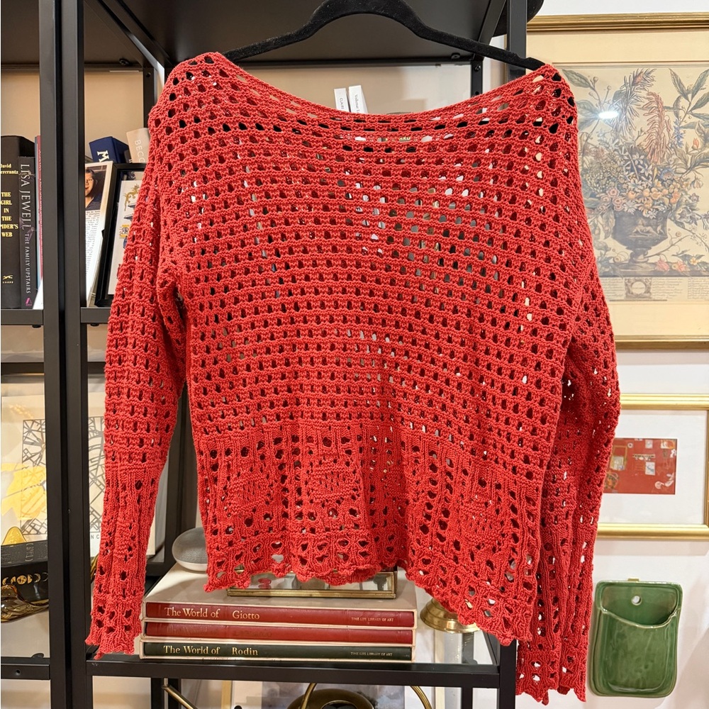 Red Crochet Sweater